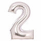 Balloon - Supershapes, Numbers & Letters Silver Large Number 2 Foil Balloon 55cm w x 86cm h Each