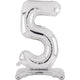 Balloon - Supershapes, Numbers & Letters Silver Large Number 5 Air Filled Standing Foil Balloon 76cm Each