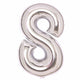 Balloon - Supershapes, Numbers & Letters Silver Large Number 8 Foil Balloon 54cm w x 87cm h Each