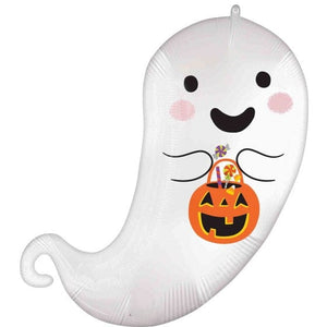 Balloon - Supershapes, Numbers & Letters Trick or Treat Ghost SuperShape Foil Balloon 60cm x 68cm Each