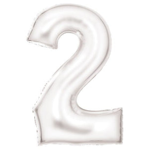 Balloon - Supershapes, Numbers & Letters White / 2 Silk Lustre Number Foil Balloons Each