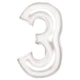 Balloon - Supershapes, Numbers & Letters White / 3 Silk Lustre Large Number Foil Balloons Each