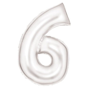 Balloon - Supershapes, Numbers & Letters White / 6 Silk Lustre Large Number Foil Balloons Each