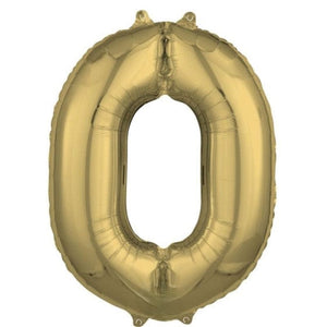 Balloon - Supershapes, Numbers & Letters White Gold / 0 Numeral SuperShape Foil Balloon 86cm Each