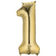 Balloon - Supershapes, Numbers & Letters White Gold / 1 Numeral SuperShape Foil Balloon 86cm Each