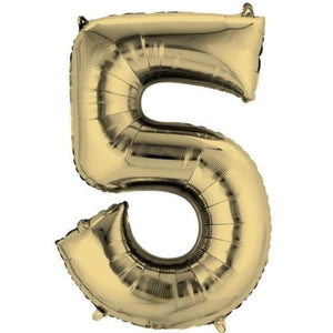 Balloon - Supershapes, Numbers & Letters White Gold / 5 Numeral SuperShape Foil Balloon 86cm Each