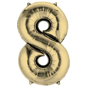 Balloon - Supershapes, Numbers & Letters White Gold / 8 Numeral SuperShape Foil Balloon 86cm Each