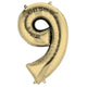 Balloon - Supershapes, Numbers & Letters White Gold / 9 Numeral SuperShape Foil Balloon 86cm Each