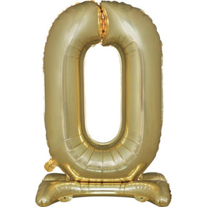 Balloon - Supershapes, Numbers & Letters White Gold Large Number 0 Air Filled Standing Foil Balloon 76cm Each