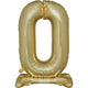 Balloon - Supershapes, Numbers & Letters White Gold Large Number 0 Air Filled Standing Foil Balloon 76cm Each