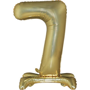 Balloon - Supershapes, Numbers & Letters White Gold Large Number 7 Air Filled Standing Foil Balloon 76cm Each