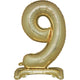 Balloon - Supershapes, Numbers & Letters White Gold Large Number 9 Air Filled Standing Foil Balloon 76cm Each