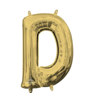 Balloon - Supershapes, Numbers & Letters White Gold Letter D Foil Balloon 40cm Each