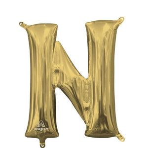 Balloon - Supershapes, Numbers & Letters White Gold Letter N Foil Balloon 40cm Each