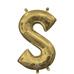 Balloon - Supershapes, Numbers & Letters White Gold Letter S Foil Balloon 40cm Each