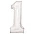 White Large Number 1 Silk Lustre Foil Balloon 37cm w x 82cm h Each