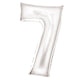 Balloon - Supershapes, Numbers & Letters White Large Number 7 Silk Lustre Foil Balloon 53cm w x 89cm h Each