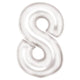 Balloon - Supershapes, Numbers & Letters White Large Number 8 Silk Lustre Foil Balloon 54cm w x 87cm h Each