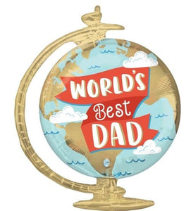Balloon - Supershapes, Numbers & Letters World's Best Dad Globe SuperShape Foil Balloon 58cm x 58cm Each
