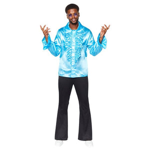 Costume Men Satin Ruffle Blue Shirt Mens Costume