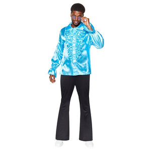 Costume Men Satin Ruffle Blue Shirt Mens Costume