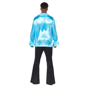 Costume Men Satin Ruffle Blue Shirt Mens Costume