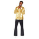 Costume Men Satin Ruffle Gold Shirt Mens Costume