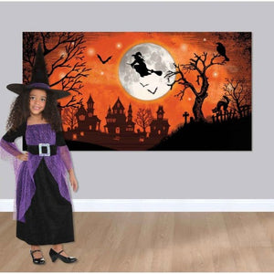 Decorations - Backdrop & Scene Setters Halloween Classic Orange & Black Witch Scene Setter 85cm x 1.65m Each