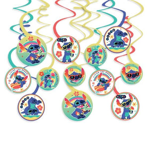 Decorations - Backdrop & Scene Setters Lilo & Stitch Paper Spiral Decorations 12pk