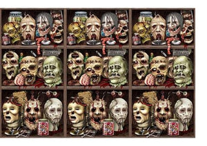 Decorations - Backdrop & Scene Setters Scary Zombie Heads Scene Setter 1.2m x 9.1m Each