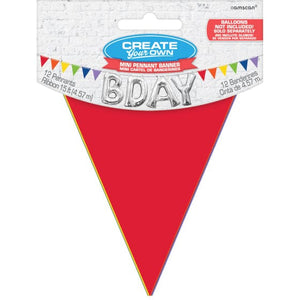 Decorations - Banners, Flags & Streamers Assorted Mini Paper Pennant Banner 3.8cm Each