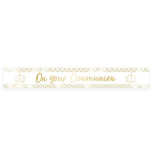 Decorations - Banners, Flags & Streamers Botanical Celebration On your Communion Foil Banner 2.7m Each