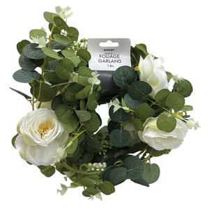 Decorations - Banners, Flags & Streamers Eucalyptus White Flower Garland 1.8m 1 piece