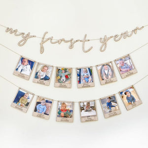 Decorations - Banners, Flags & Streamers First Birthday Milestone Photo Bunting Each