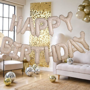 Decorations - Banners, Flags & Streamers Gold Party Happy Birthday Balloon Bunting 37cm Each