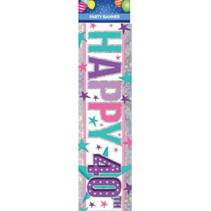 Decorations - Banners, Flags & Streamers Happy 40th Birthday Pink Banner Each