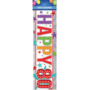 Decorations - Banners, Flags & Streamers Happy 80th Birthday Multi Banner Each