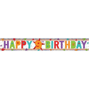 Decorations - Banners, Flags & Streamers Happy 9th Birthday Multi-Coloured Holographic Banner 2.7m Each