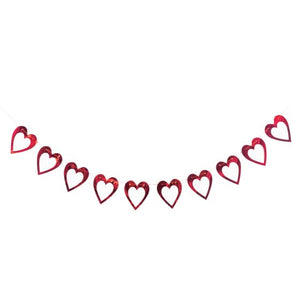 Decorations - Banners, Flags & Streamers Hearts Foil Garland 14cm x 11cm x 2m Each