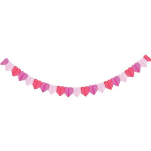Decorations - Banners, Flags & Streamers Hearts Pinks Tissue Paper Banner 17cm x 3m Each