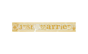 Decorations - Banners, Flags & Streamers Just Married Holographic Banner 2.7m Each