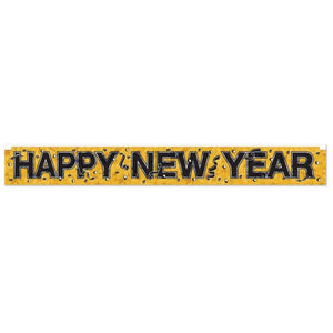 Decorations - Banners, Flags & Streamers Metallic Happy New Year Fringe Gold Banner 19cm x 152.4cm Each