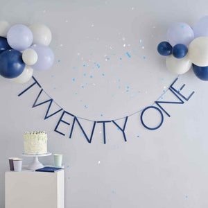 Decorations - Banners, Flags & Streamers Mix It Up Blue 21 Milestone Balloon Bunting FSC