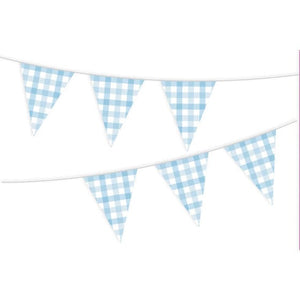 Decorations - Banners, Flags & Streamers Pastel Blue Gingham Paper Bunting FSC Each