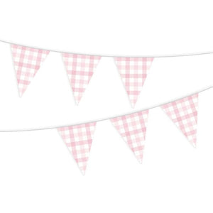 Decorations - Banners, Flags & Streamers Pastel Pink Gingham Paper Bunting FSC Each