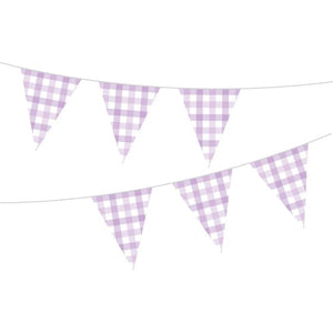 Decorations - Banners, Flags & Streamers Pastel Purple Gingham Paper Bunting FSC Each