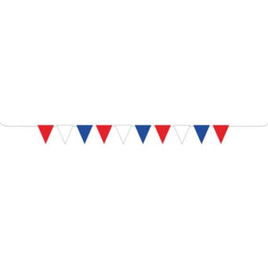 Decorations - Banners, Flags & Streamers Patriotic Red, White & Blue Pennant Banner FSC 5m Each