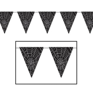 Decorations - Banners, Flags & Streamers Spider Web All Weather Pennant Flag Banner 27cm x 3.66m Each