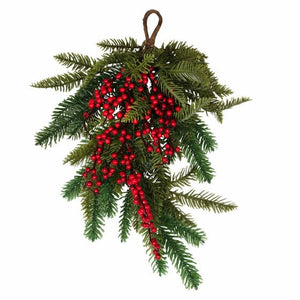 Decorations - Banners, Flags & Streamers Velvet Luxe Foliage Door Swag with Berries 50cm Each