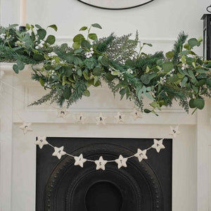 Decorations - Banners, Flags & Streamers White Christmas Felt White Star Merry Christmas Bunting 1.5m Each